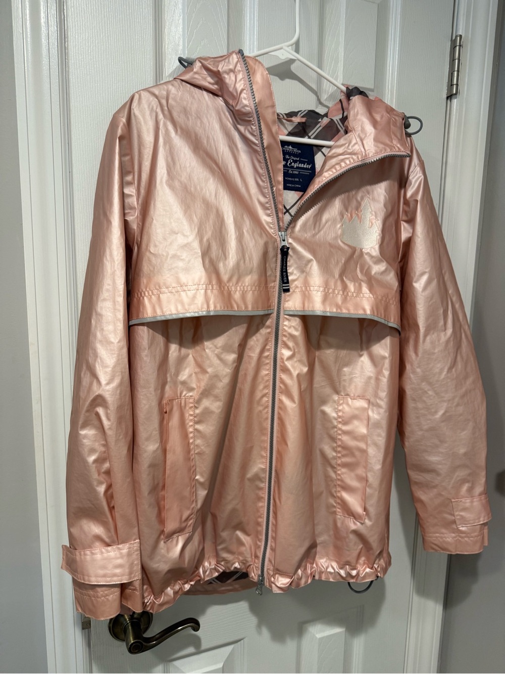 Kids Metallic Light Pink Hooded Raincoat